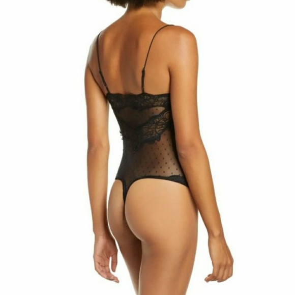 Free People That Sweet Thing Bodysuit in Black S - Picture 2 of 5